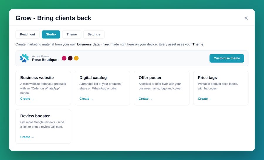 Divit Grow and Studio - create a business website, catalog, posters and price tags free