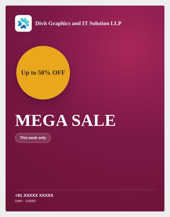 Divit offer poster with business logo and colours